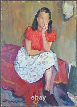 Ancien Tableau René Aubert (1894-1977) Peinture Huile Femme Oil Painting Woman