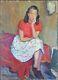 Ancien Tableau René Aubert (1894-1977) Peinture Huile Femme Oil Painting Woman