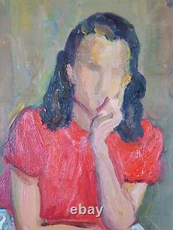 Ancien Tableau René Aubert (1894-1977) Peinture Huile Femme Oil Painting Woman