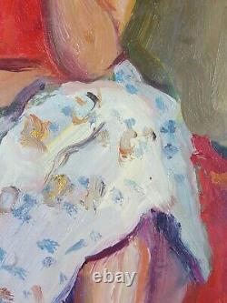 Ancien Tableau René Aubert (1894-1977) Peinture Huile Femme Oil Painting Woman