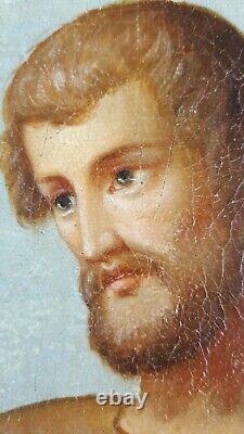 Ancien Tableau Saint Jean Baptiste Peinture Huile Antique Oil Painting Dipinto