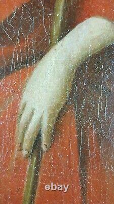Ancien Tableau Saint Jean Baptiste Peinture Huile Antique Oil Painting Dipinto