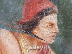 Ancien Tableau Scène Romaine Peinture Huile Antique Oil Painting