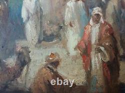 Ancien Tableau Scène de Rue Peinture Huile Antique Oil Painting Dipinto