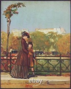 Ancien Tableau Scène de Vie à Paris Peinture Huile Oil Painting Impressionism