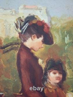 Ancien Tableau Scène de Vie à Paris Peinture Huile Oil Painting Impressionism