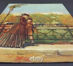 Ancien Tableau Scène de Vie à Paris Peinture Huile Oil Painting Impressionism