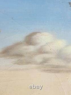 Ancien Tableau Simon de Cyrène aide Jésus Peinture Huile Oil Painting Jesus