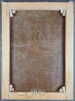 Ancien Tableau Simon de Cyrène aide Jésus Peinture Huile Oil Painting Jesus