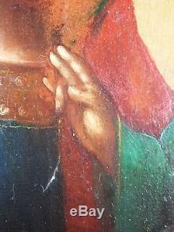 Ancien Tableau Vierge à l'Enfant Peinture Huile Antique Oil Painting