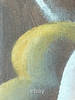 Ancien Tableau Visage Peinture Huile Toile Oil Painting Original Cubism Face