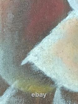 Ancien Tableau Visage Peinture Huile Toile Oil Painting Original Cubism Face