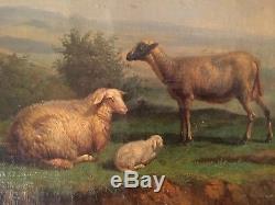 Ancien Tableau XIXe La Bergère aux Moutons Dans le Gout Balthazar Paul OMMEGANCK