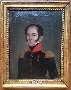 Ancien Tableau XIXe Portrait Officier d'Empire Légion d'Honneur c1820