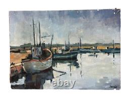 Ancien Tableau bateau de Pêche au port du Barcarès, Pyrénées Orientale Ternais