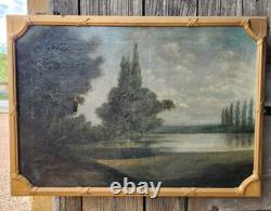 Ancien Tableau huile sur toile à restaurer