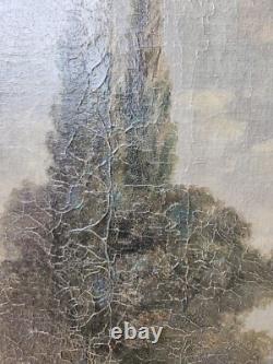 Ancien Tableau huile sur toile à restaurer
