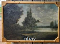 Ancien Tableau huile sur toile à restaurer