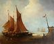 Ancien Tableau / huile sur toile signée WILLIAMS. Marine, bateaux de pêche