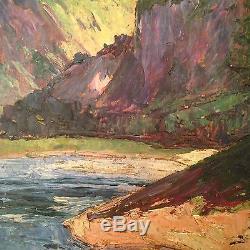 Ancien Tableau impressionniste NIVARD (1880-1969) Paysage de Montagne Huile
