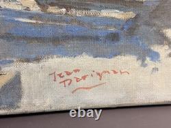 Ancien Tableau marine port voiliers signé Jean Darignan huile sur toile