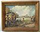 Ancien Tableau peinture camp de gitans bohémiens signée vintage