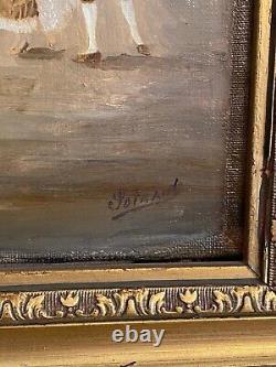 Ancien Tableau peinture huile sur toile XIXème sicle Signée
