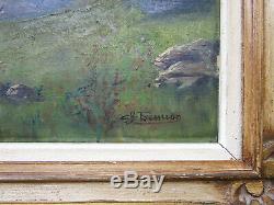 Ancien beau tableau de montagne signé cadre style Montparnasse La Meije Chamonix