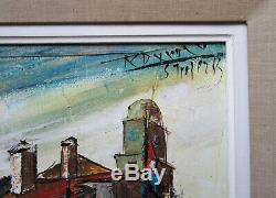 Ancien beau tableau le port St Saint Tropez marine bateau signé à identifier