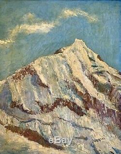 Ancien paire de tableaux de montagne 1950 chamonix mont blanc HST huile peinture