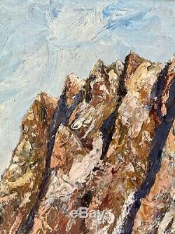 Ancien paire de tableaux de montagne 1950 chamonix mont blanc HST huile peinture