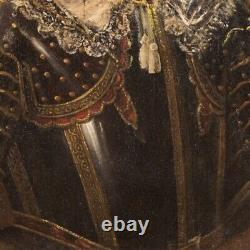 Ancien portrait d'homme en armure tableau huile sur toile peinture 18ème siècle