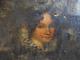 Ancien portrait de dame tableau femme peinture huile sur toile 18èm 54CM X 46CM