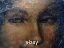 Ancien portrait de dame tableau femme peinture huile sur toile 18èm 54CM X 46CM