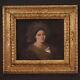 Ancien portrait de dame tableau femme peinture huile sur toile art 17ème siècle