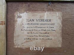 Ancien superbe tableau signé Jean Verdier artiste coté bouquet fleurs primevères