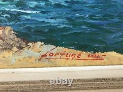 Ancien superbe tableau signé, marine Mer Méditerranée ou corse, Côte d'Azur 1940