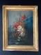Ancien tableau BOUQUET DE FLEURS Huile sur panneau bois /Cadre 25,5 x 19,8 cm