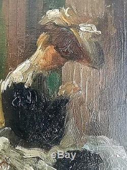 Ancien tableau HSP dame dans le pré Belle-époque Giuseppe de Nittis 1846-1884