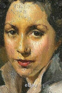 Ancien tableau HSP portrait de dame signé Giovanni Maria Mossa XXème