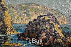 Ancien tableau HST marine St Aguilot Mallorque Baléares signé Impressionnisme