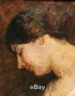 Ancien tableau, HST, portrait de femme, espagnole, italienne, début XXème