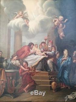 Ancien tableau, HST, religion, circoncision, enfant Jésus, école Italienne, XVIIIe