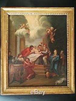 Ancien tableau, HST, religion, circoncision, enfant Jésus, école Italienne, XVIIIe