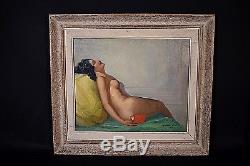 Ancien tableau HT Nu feminin Cérébrale signé George Varenne Art Déco années 30's