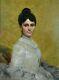 Ancien tableau HT portrait de dame signé Théodore Lévigne Belle-époque XIXe Rare