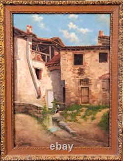 Ancien tableau H / T Lavandière à Saint Antonin signé L. Vaissière début XXe