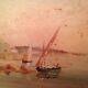 Ancien tableau Orientalisme XIXe Peinture de Marine orientaliste Huile signée