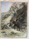 Ancien tableau TRAVERSÉE des ALPES en NE peinture Henri DIDIER DE ROUSSET à GAP