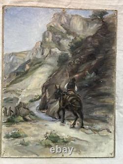 Ancien tableau TRAVERSÉE des ALPES en NE peinture Henri DIDIER DE ROUSSET à GAP